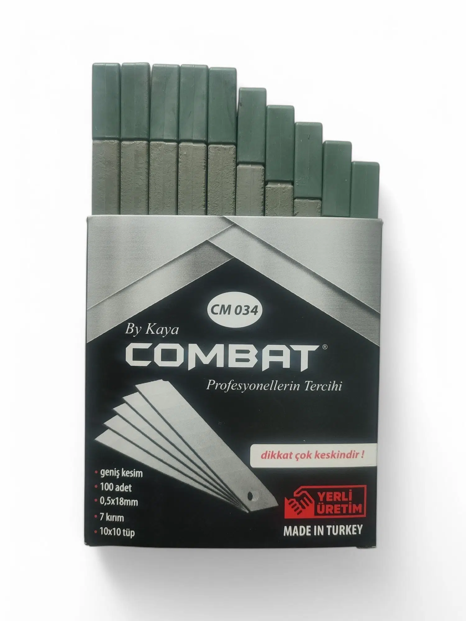 Combat 7 Kırımlı Maket Bıçağı Falçata Ağzı Yedeği Geniş Kesim 0.5X18mm 100 Adet