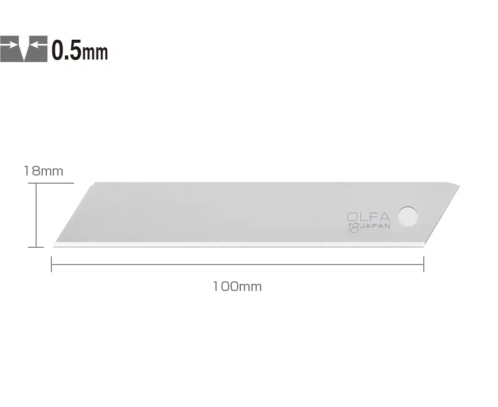 OLFA LB-SOL-10 Standart Tek Gövdeli (Kırımsız) Geniş Maket Bıçağı Yedeği (10 lu)