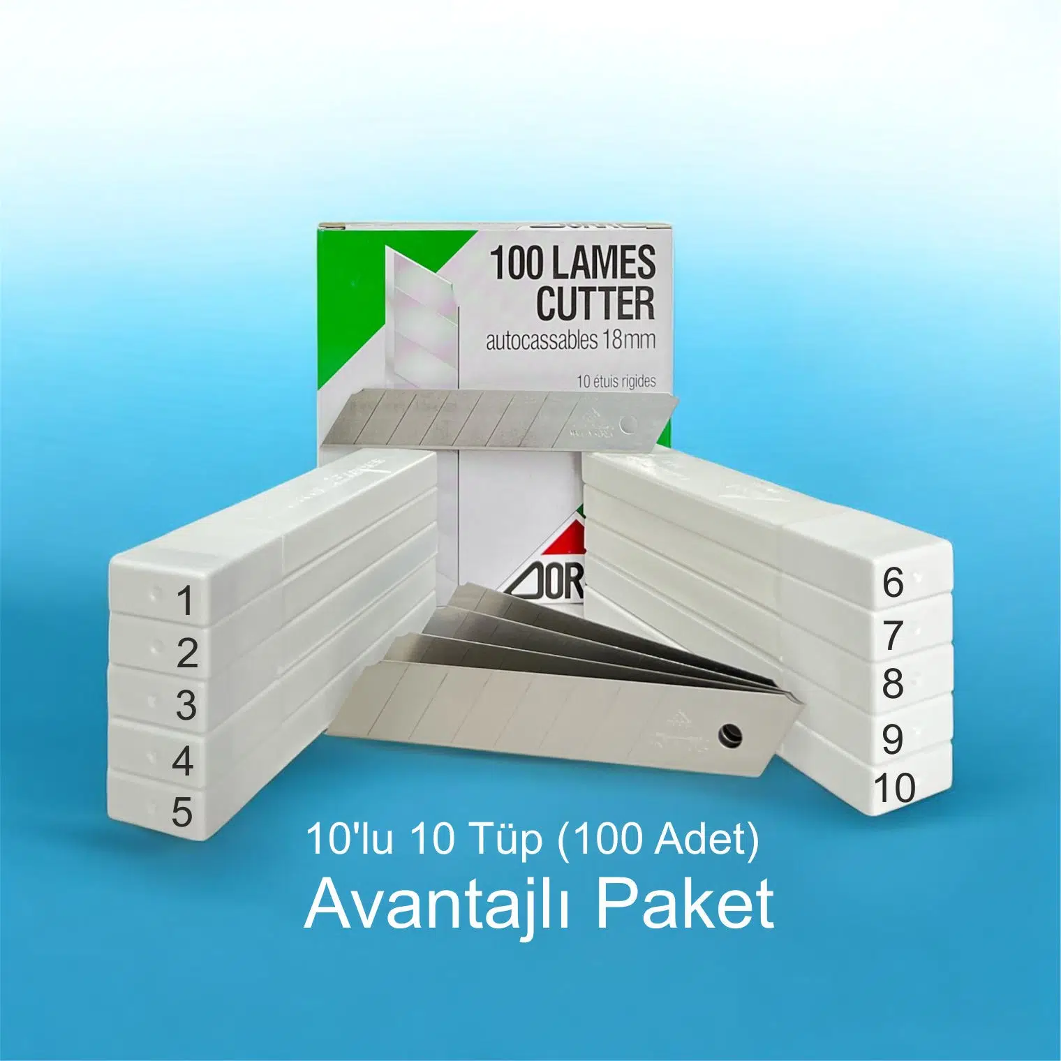 ZORRO 1404 18mm Geniş Maket Bıçağı Yedeği 7 Kırımlı 100 Adet