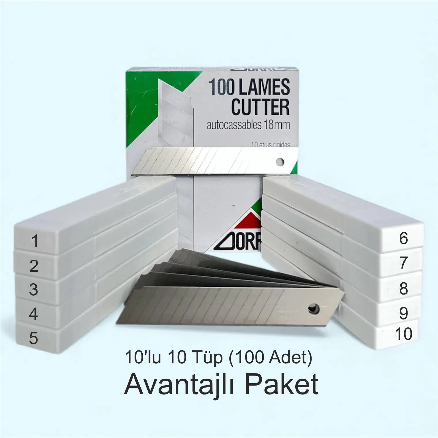 ZORRO 1404 18mm Geniş Maket Bıçağı Yedeği 14 Kırımlı 100 Adet